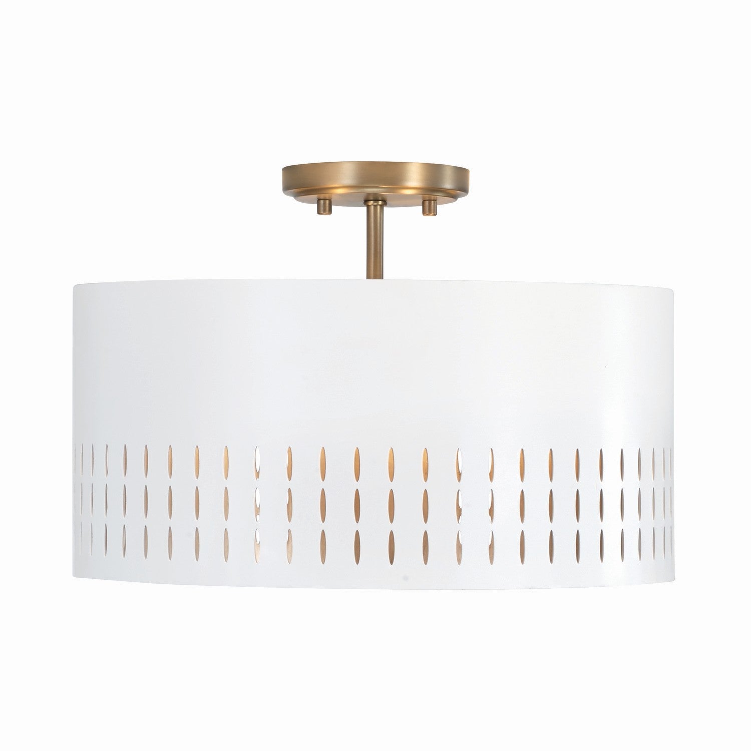 Capital Lighting - 250231AW - Three Light Dual Mount Semi Flush/Pendant - Dash - Aged Brass and White