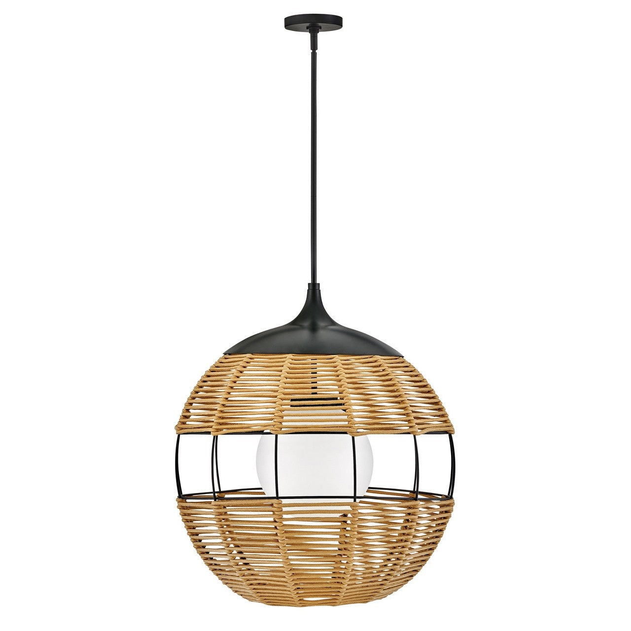 Hinkley - 19675BK-NAT - LED Hanging Lantern - Maddox - Black