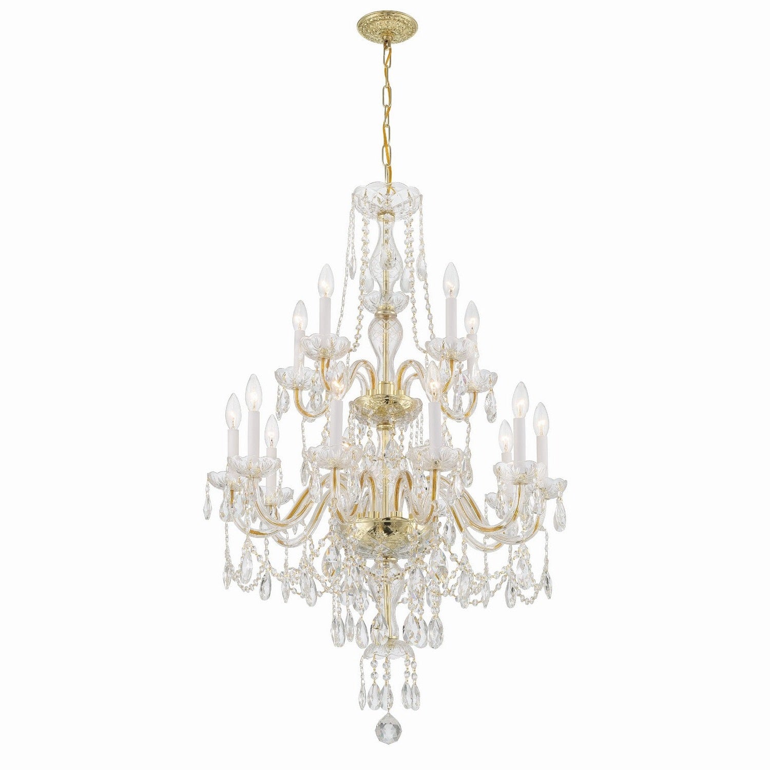 Crystorama - 1155-PB-CL-MWP - 15 Light Chandelier - Traditional Crystal - Polished Brass