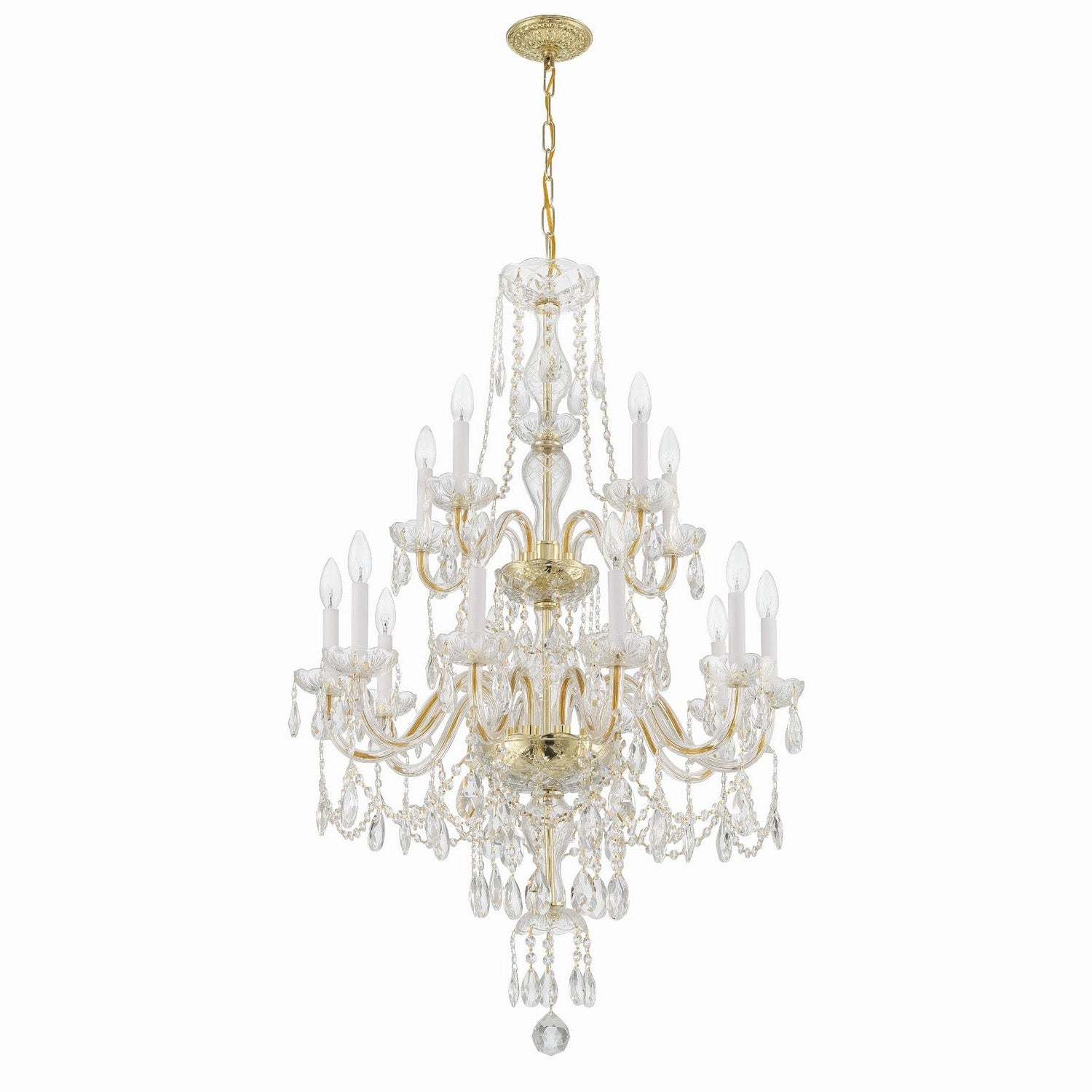Crystorama - 1155-PB-CL-MWP - 15 Light Chandelier - Traditional Crystal - Polished Brass