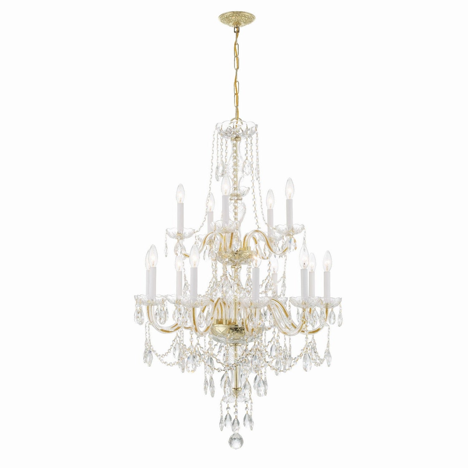 Crystorama - 1155-PB-CL-MWP - 15 Light Chandelier - Traditional Crystal - Polished Brass