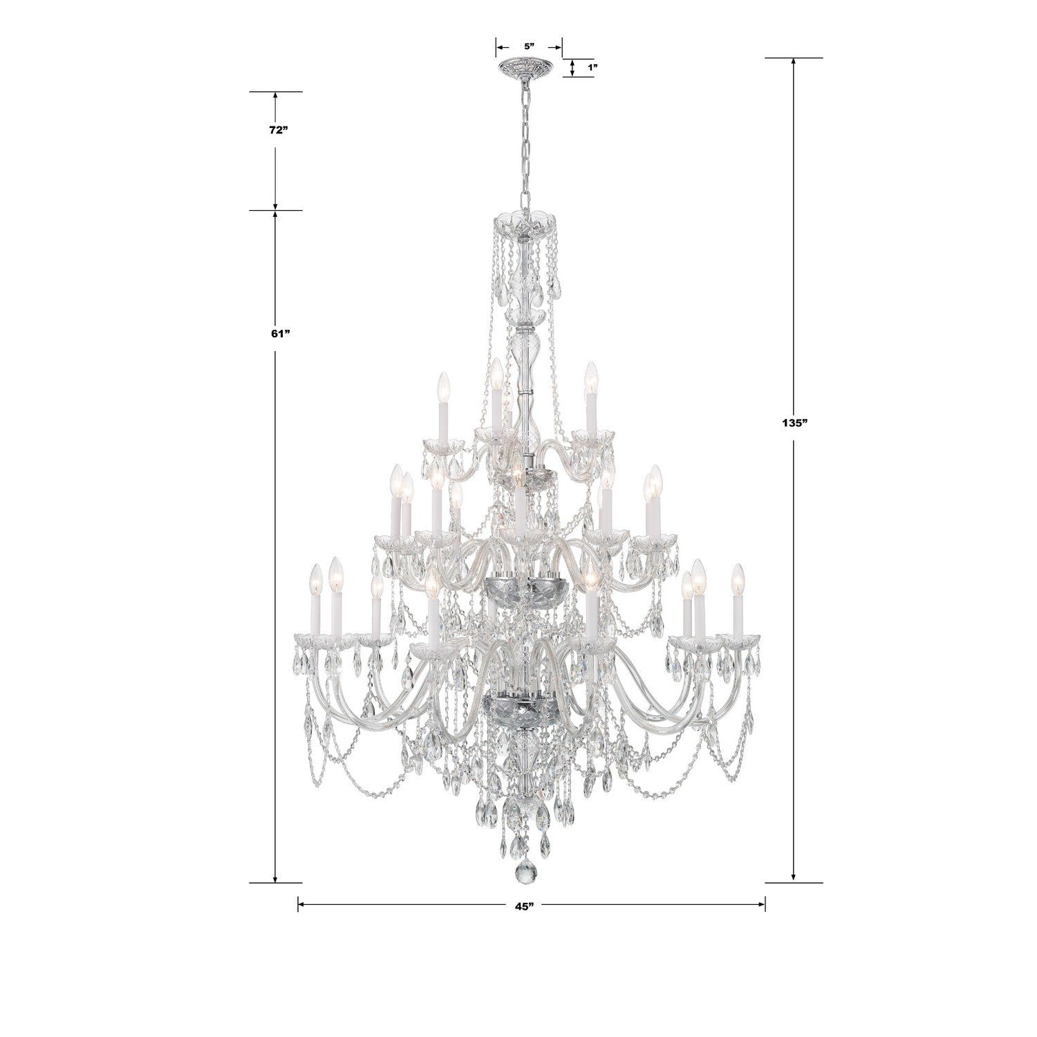 Crystorama - 1156-CH-CL-MWP - 25 Light Chandelier - Traditional Crystal - Polished Chrome
