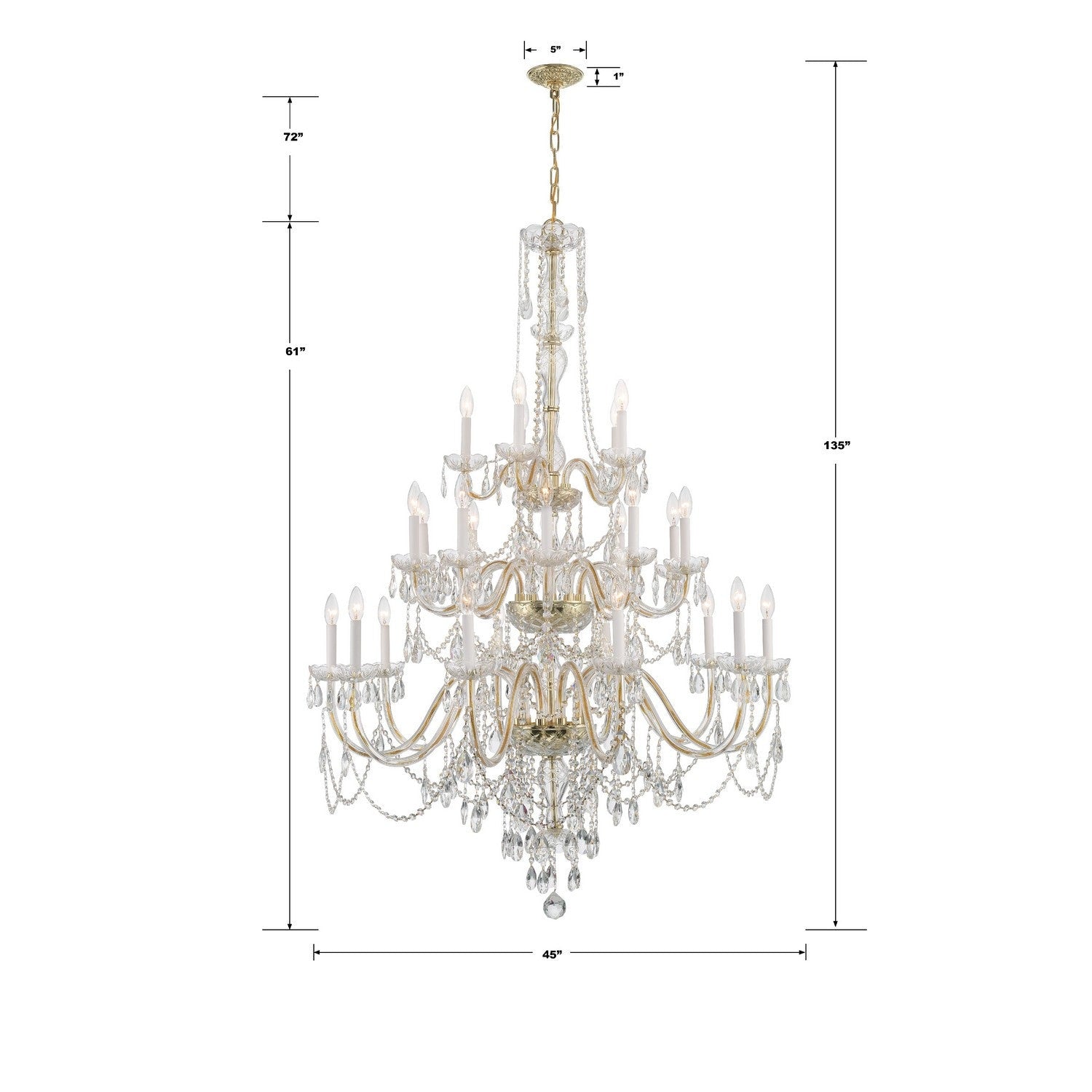 Crystorama - 1156-PB-CL-MWP - 25 Light Chandelier - Traditional Crystal - Polished Brass