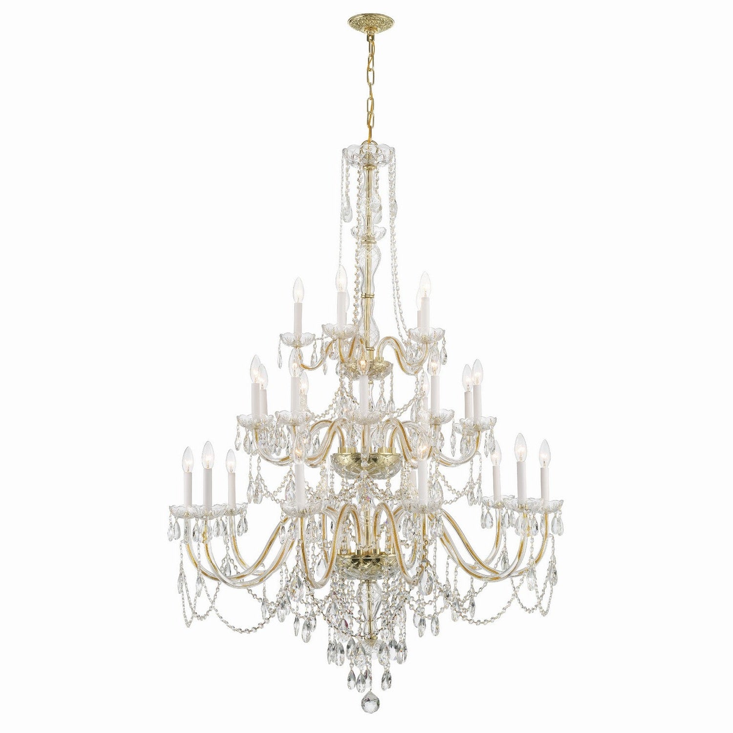 Crystorama - 1156-PB-CL-MWP - 25 Light Chandelier - Traditional Crystal - Polished Brass