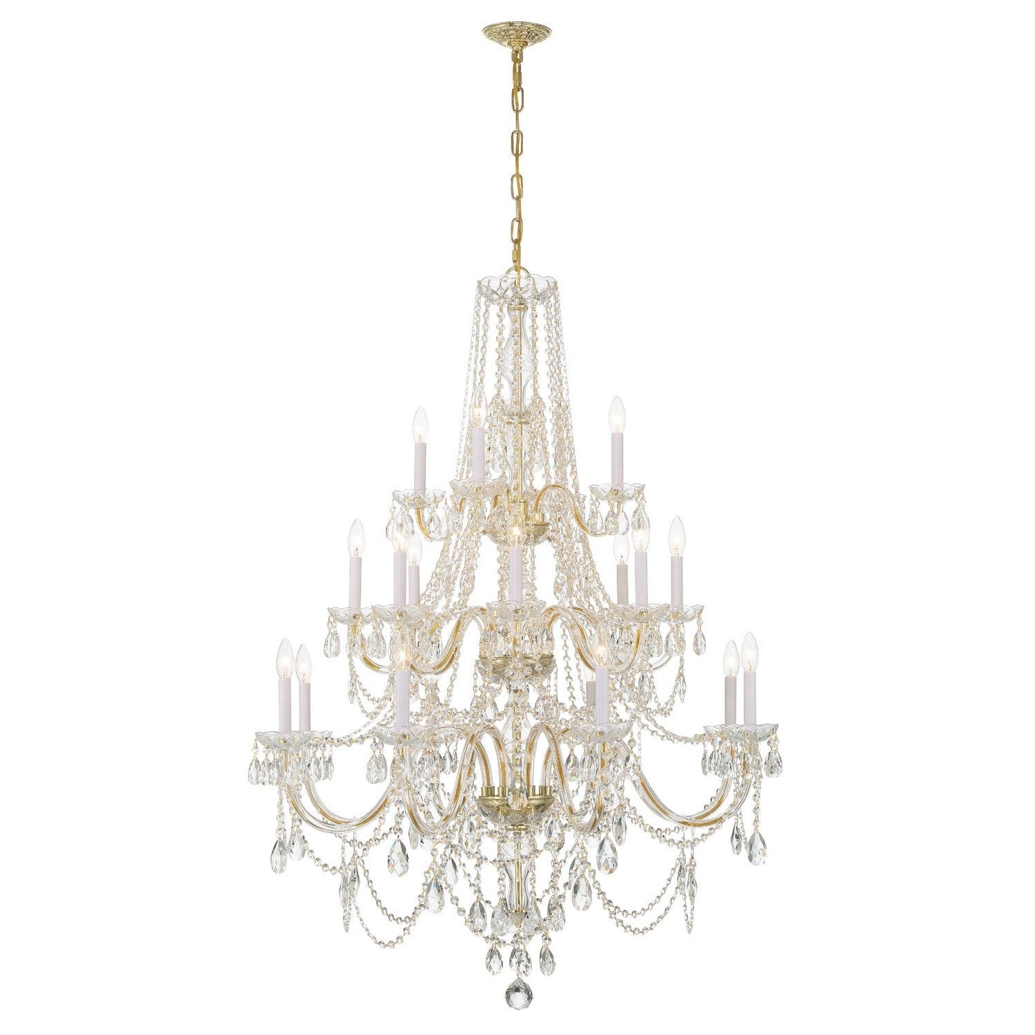 Crystorama - 1157-PB-CL-MWP - 20 Light Chandelier - Traditional Crystal - Polished Brass