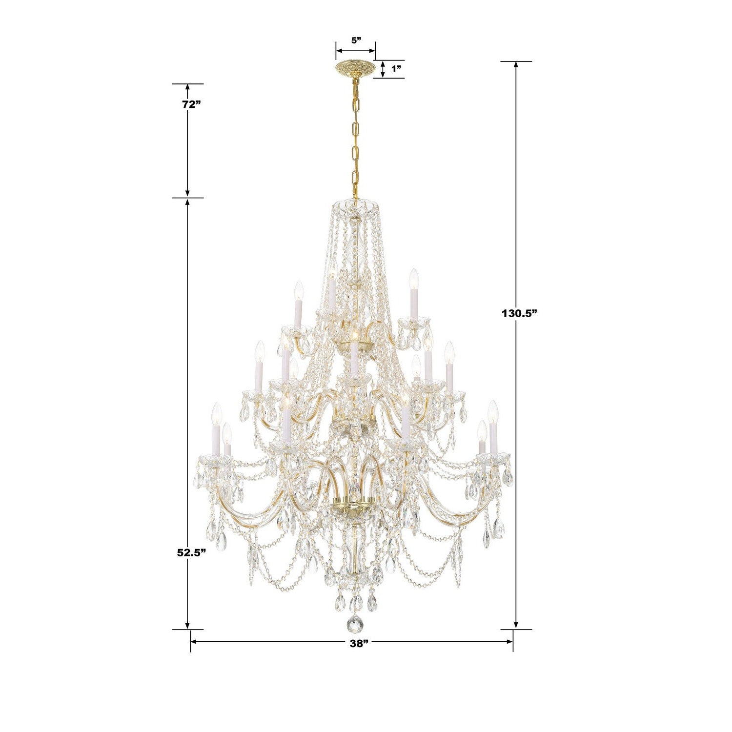 Crystorama - 1157-PB-CL-MWP - 20 Light Chandelier - Traditional Crystal - Polished Brass
