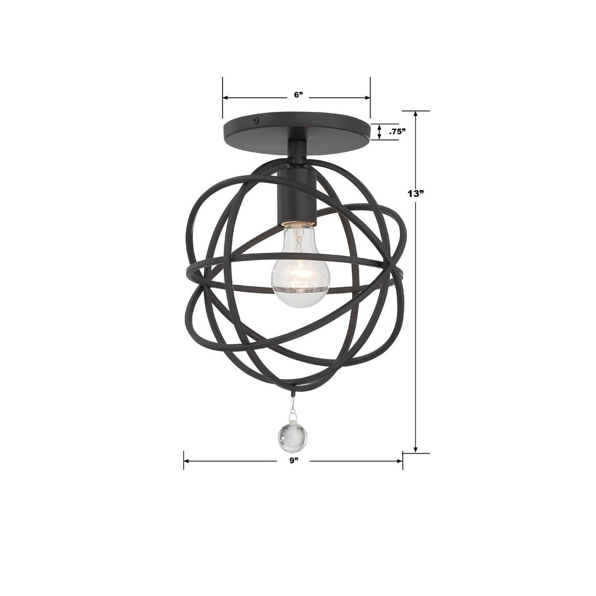 Crystorama - 9220-BK_CEILING - One Light Semi Flush Mount - Solaris - Black