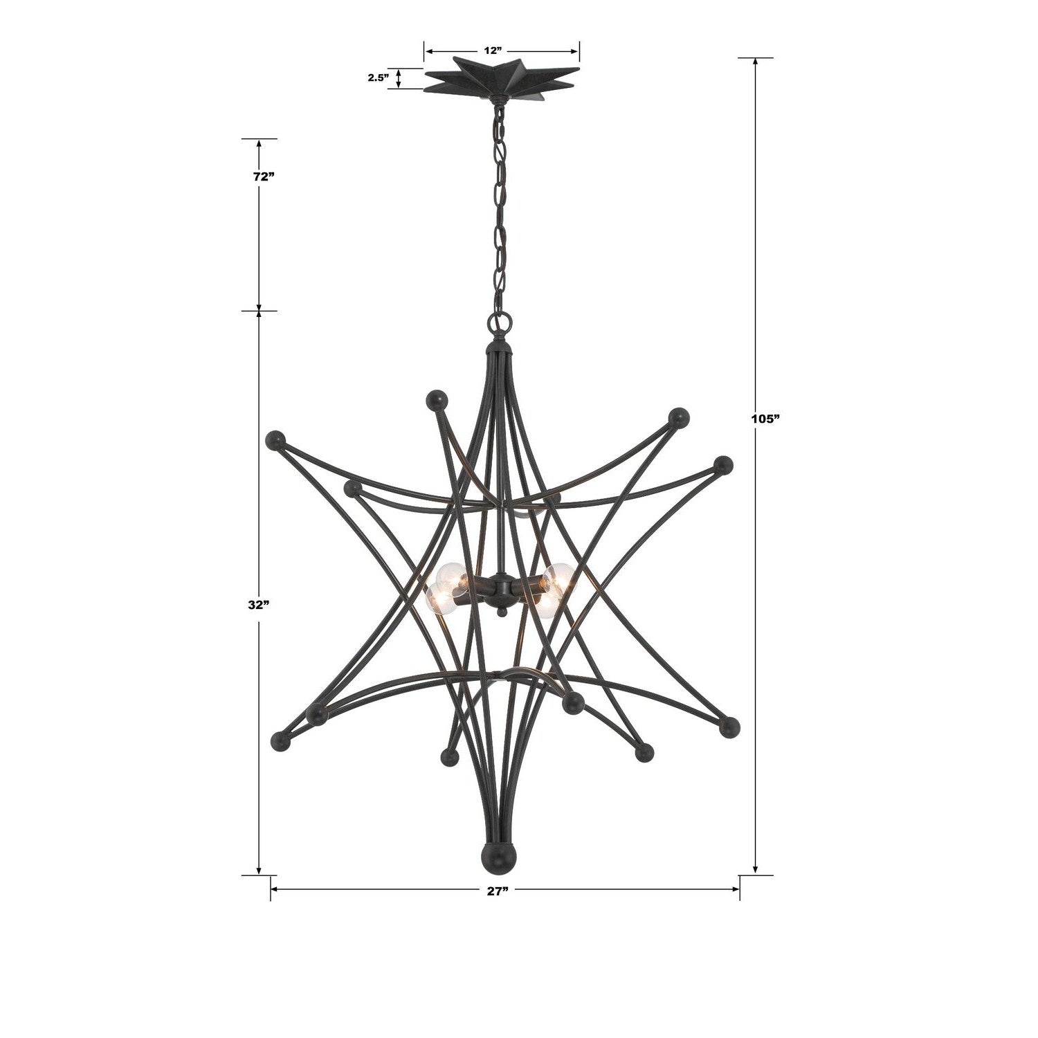 Crystorama - 9236-BK - Four Light Chandelier - Astro - Black