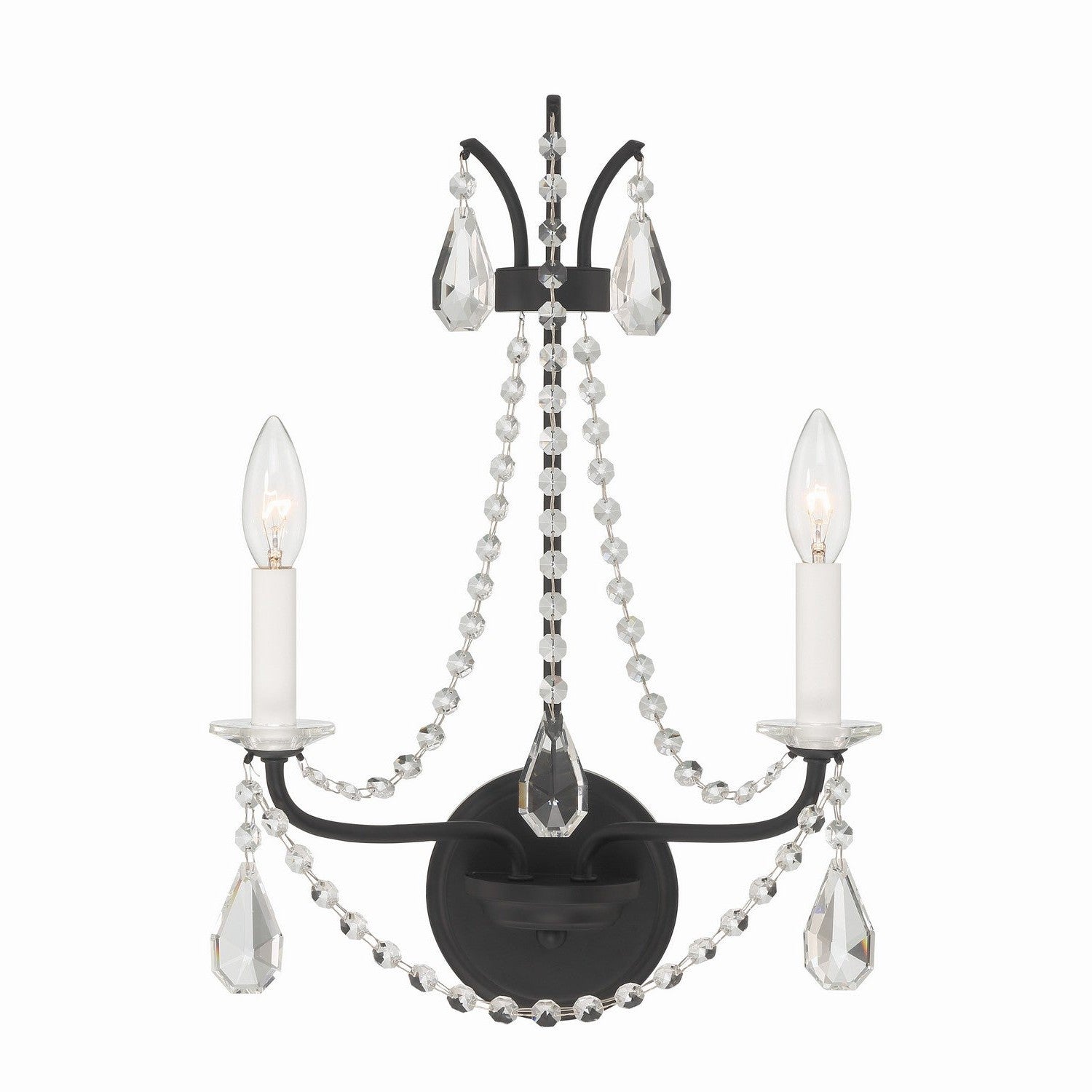 Crystorama - KAR-90902-MK-CL-MWP - Two Light Wall Sconce - Karrington - Matte Black