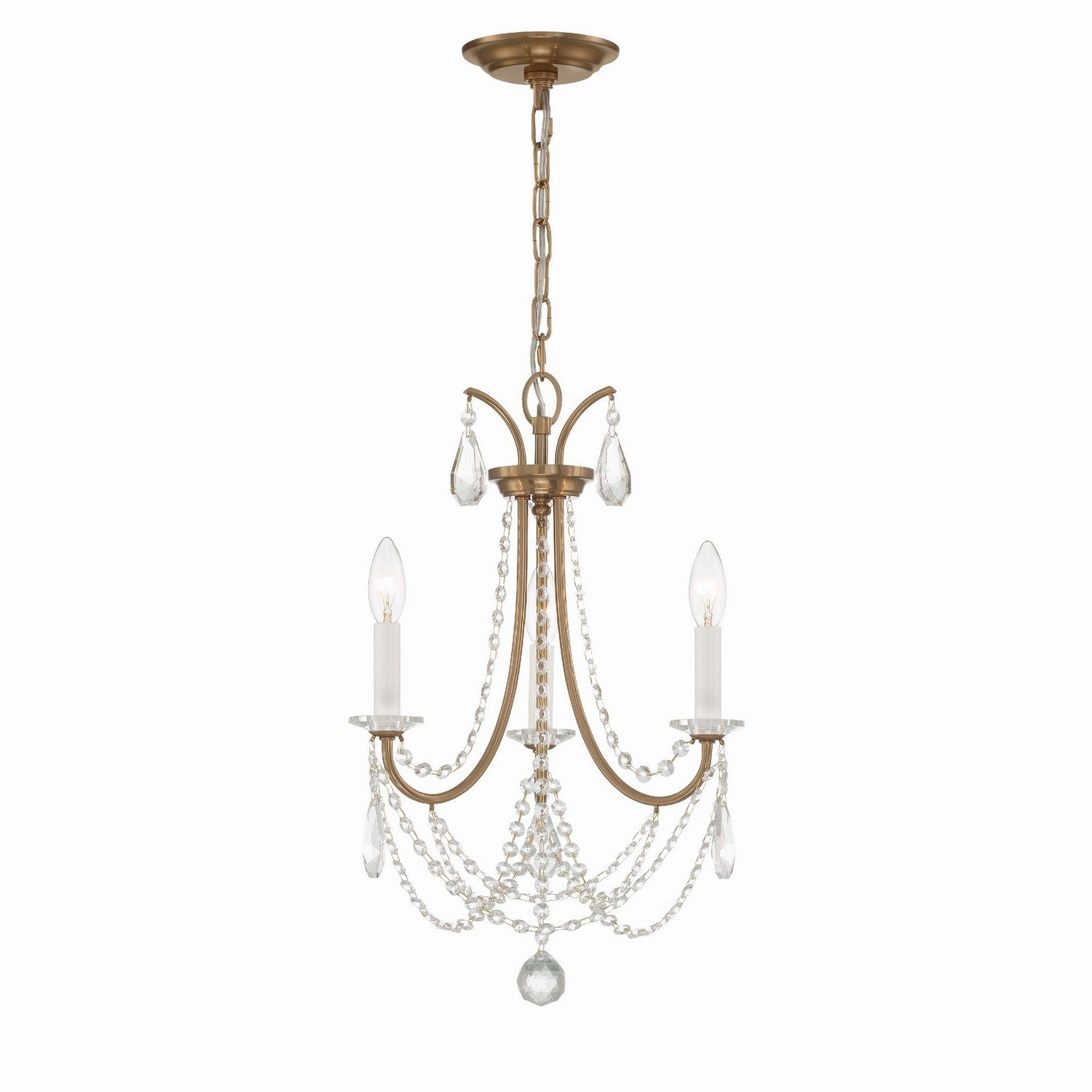Crystorama - KAR-90903-AG-CL-MWP - Three Light Mini Chandelier - Karrington - Aged Brass