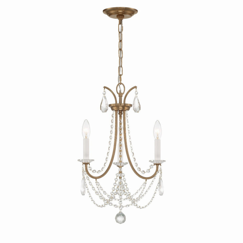 Crystorama - KAR-90903-AG-CL-MWP - Three Light Mini Chandelier - Karrington - Aged Brass