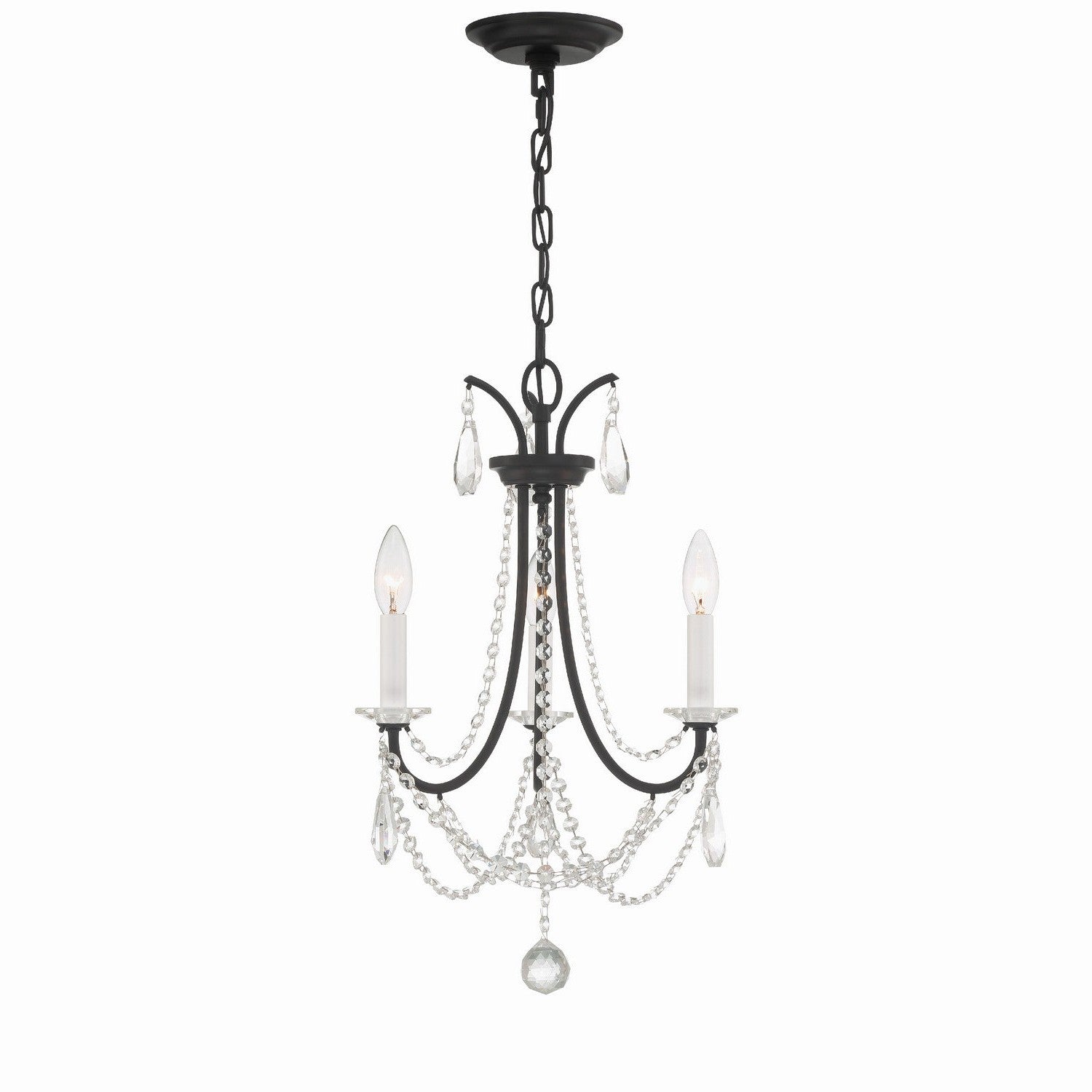 Crystorama - KAR-90903-MK-CL-MWP - Three Light Mini Chandelier - Karrington - Matte Black