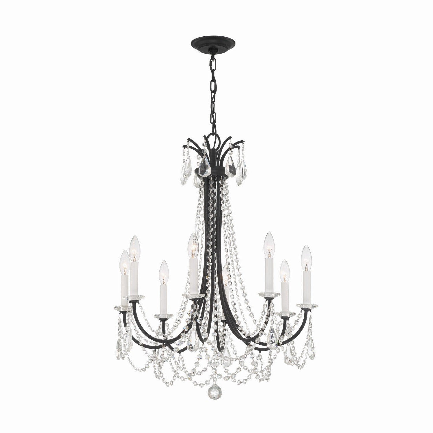 Crystorama - KAR-90908-MK-CL-MWP - Eight Light Chandelier - Karrington - Matte Black