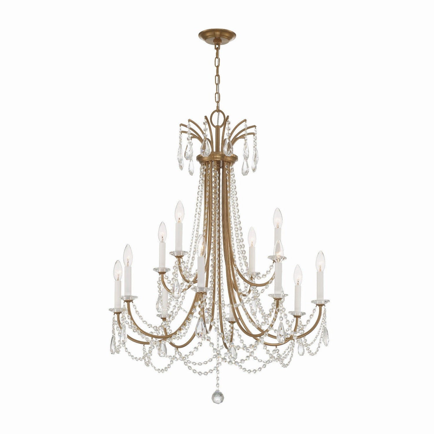 Crystorama - KAR-90912-AG-CL-MWP - 12 Light Chandelier - Karrington - Aged Brass