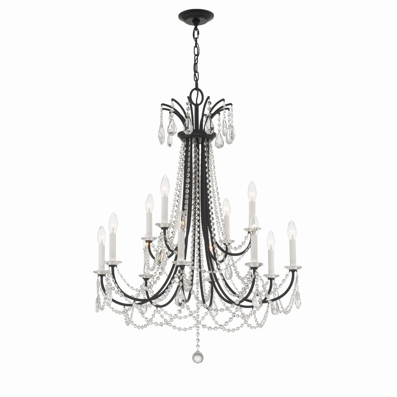 Crystorama - KAR-90912-MK-CL-MWP - 12 Light Chandelier - Karrington - Matte Black