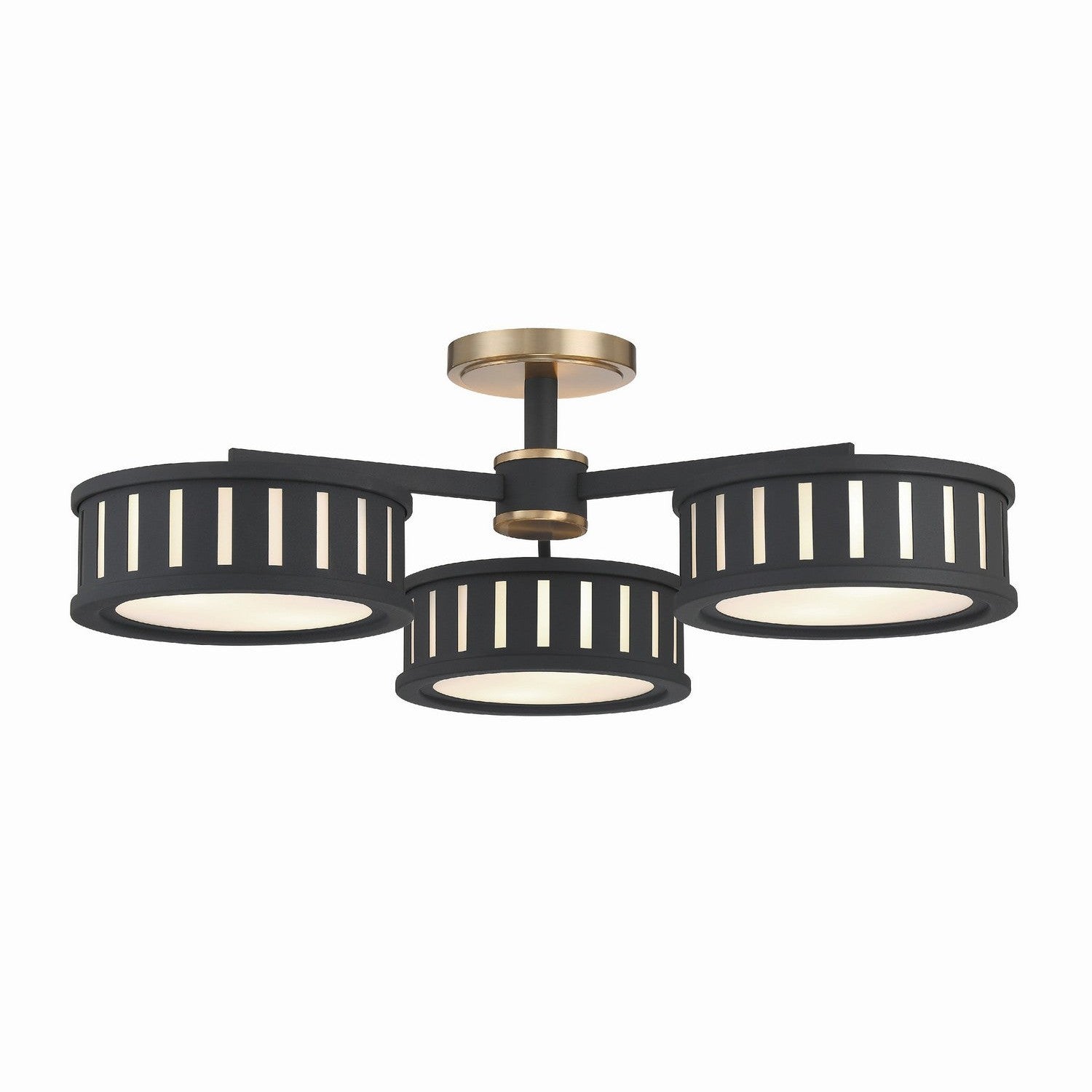 Crystorama - KEN-8300-VG-BF - Six Light Semi Flush Mount - Kendal - Vibrant Gold + Black Forged