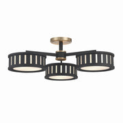 Crystorama - KEN-8300-VG-BF - Six Light Semi Flush Mount - Kendal - Vibrant Gold + Black Forged