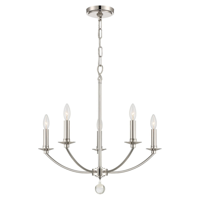 Crystorama - MIL-8005-PN - Five Light Chandelier - Mila - Polished Nickel