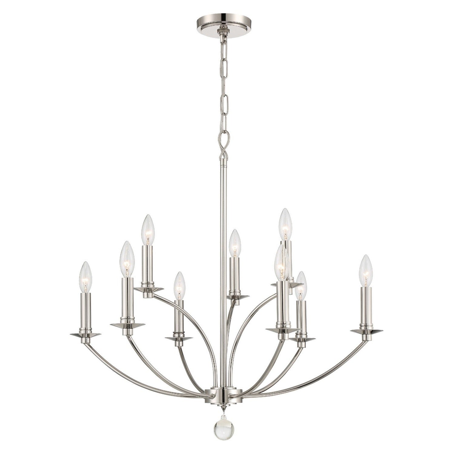 Crystorama - MIL-8009-PN - Nine Light Chandelier - Mila - Polished Nickel