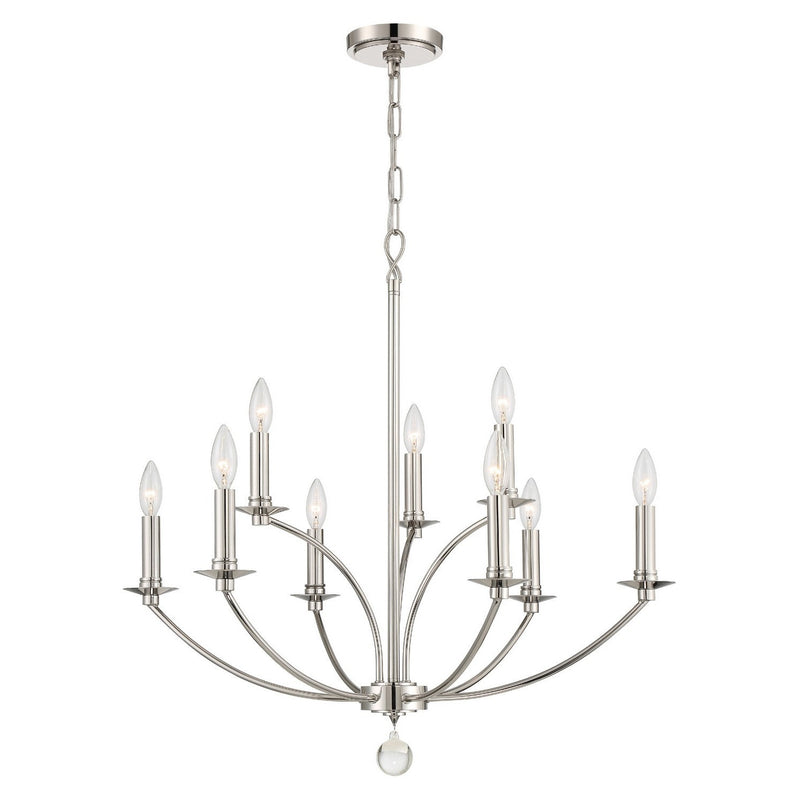 Crystorama - MIL-8009-PN - Nine Light Chandelier - Mila - Polished Nickel