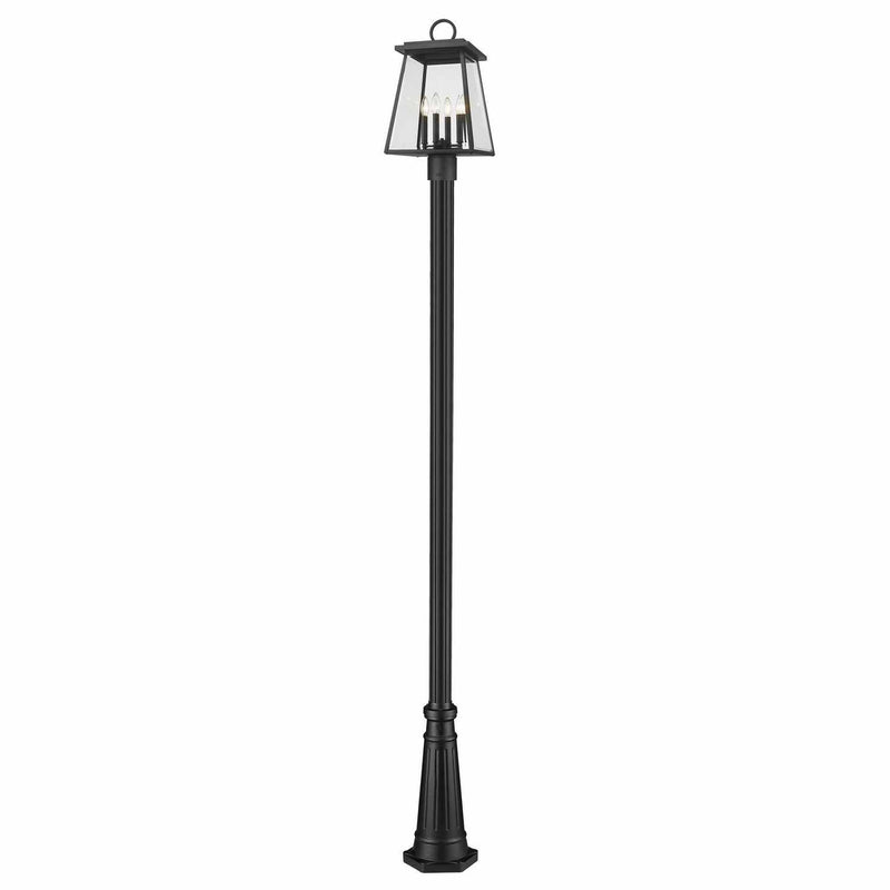 Z-Lite - 521PHBR-519P-BK - Four Light Outdoor Post Mounted Fixture - Broughton - Black