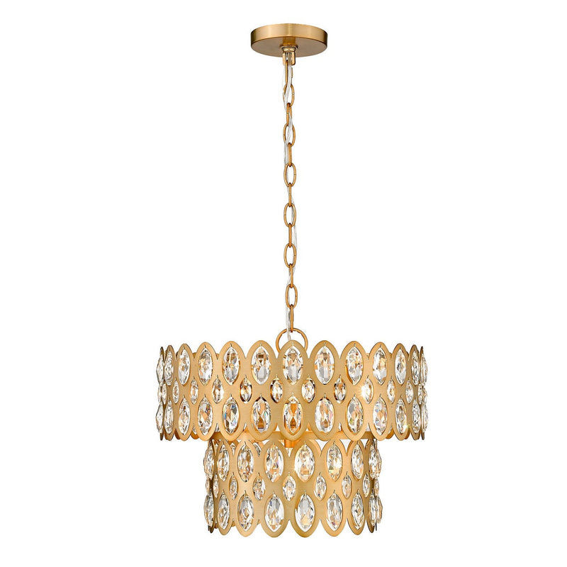 Z-Lite - 822P15-HB - Five Light Pendant - Dealey - Heirloom Brass