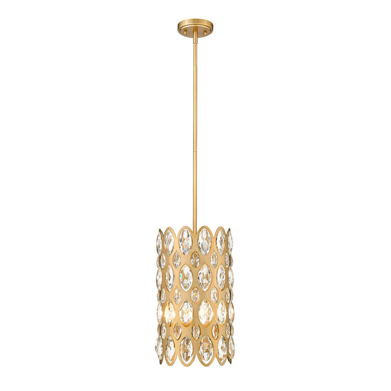 Z-Lite - 822P9-HB - Three Light Pendant - Dealey - Heirloom Brass