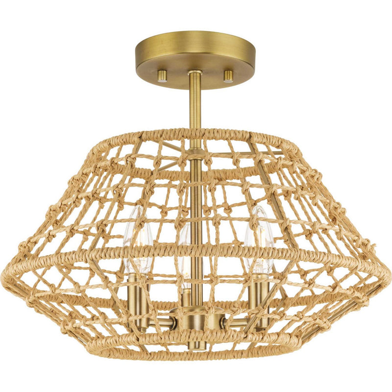 Progress Lighting - P350246-163 - Three Light Flush Mount - Laila - Vintage Brass