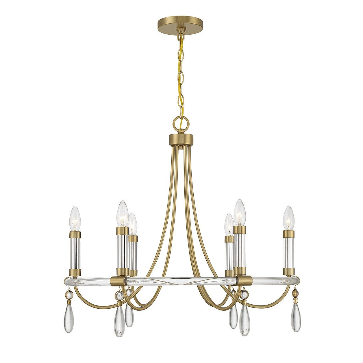Savoy House - 1-7716-6-195 - Six Light Chandelier - Mayfair - Warm Brass and Chrome