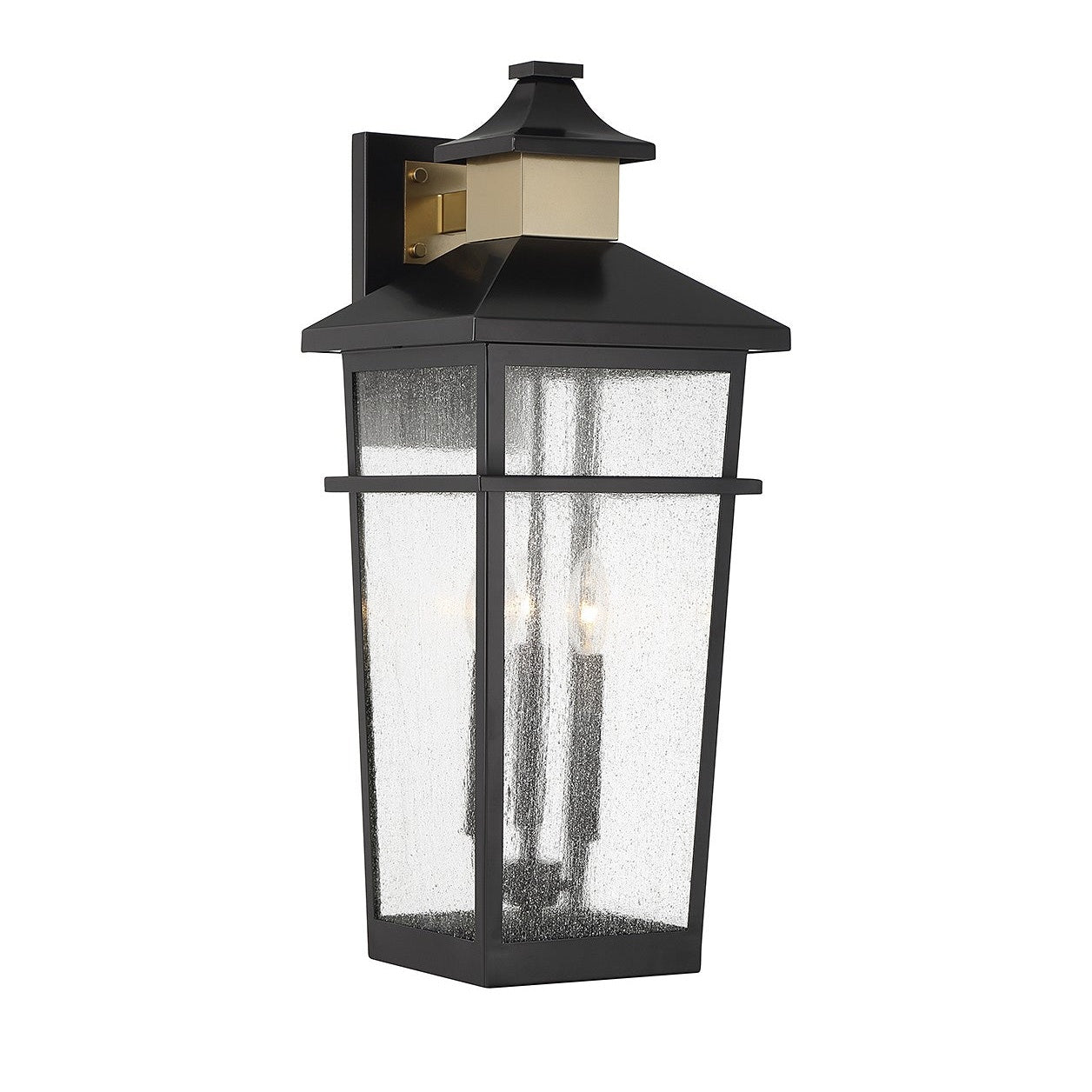 Savoy House - 5-715-143 - Three Light Outdoor Wall Lantern - Kingsley - Matte Black with Warm Brass