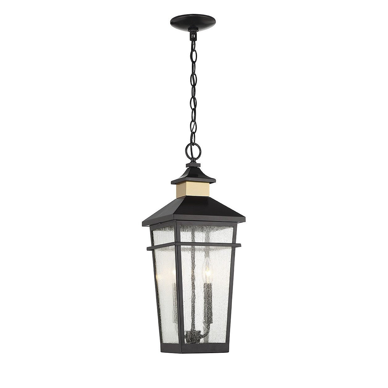Savoy House - 5-717-143 - Two Light Outdoor Hanging Lantern - Kingsley - Matte Black with Warm Brass