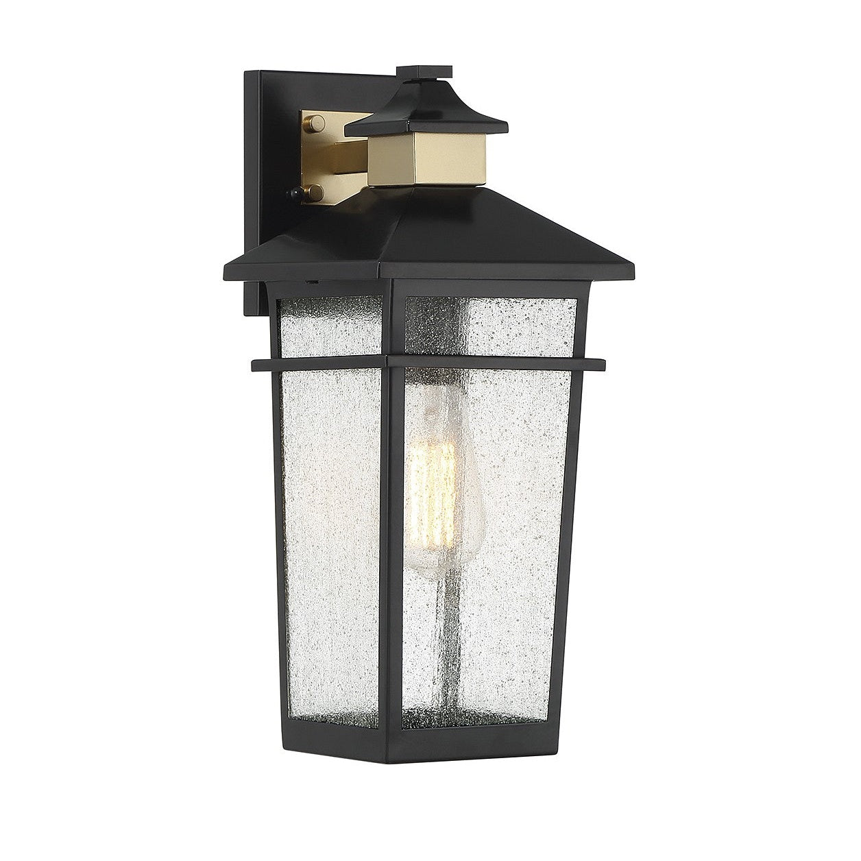 Savoy House - 5-719-143 - One Light Outdoor Wall Lantern - Kingsley - Matte Black with Warm Brass