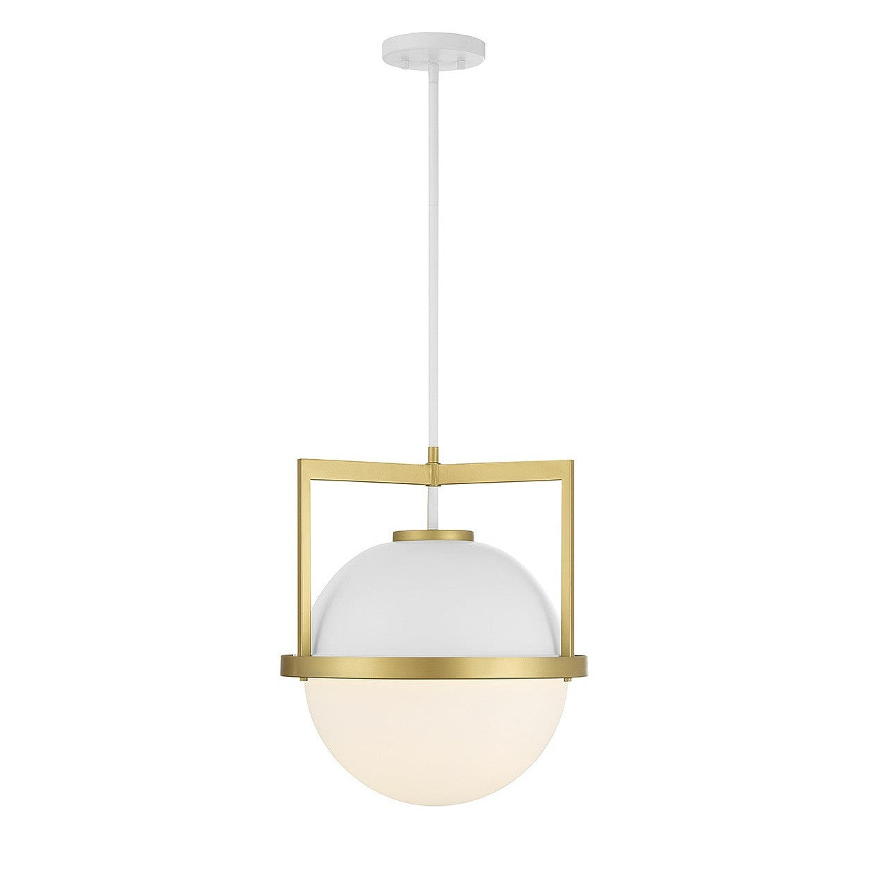 Savoy House - 7-4600-1-142 - One Light Pendant - Carlysle - White with Warm Brass