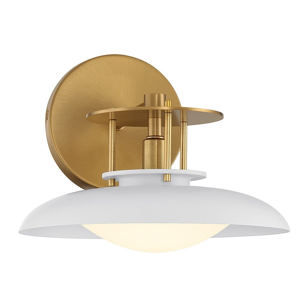 Savoy House - 9-1686-1-142 - One Light Wall Sconce - Gavin - White with Warm Brass