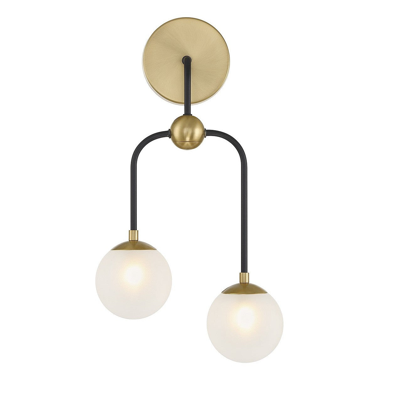 Savoy House - 9-6696-2-143 - Two Light Wall Sconce - Couplet - Matte Black with Warm Brass