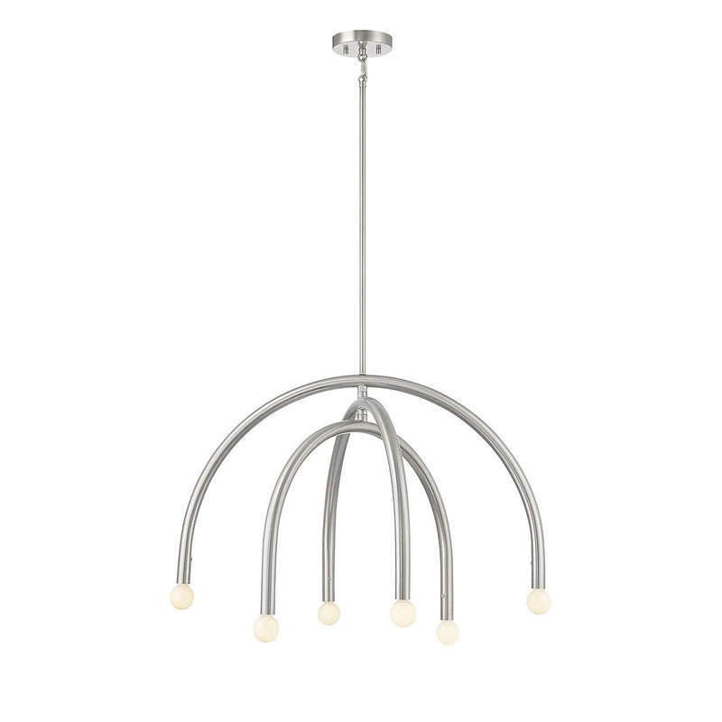 Meridian - M100115BN - Six Light Chandelier - Brushed Nickel