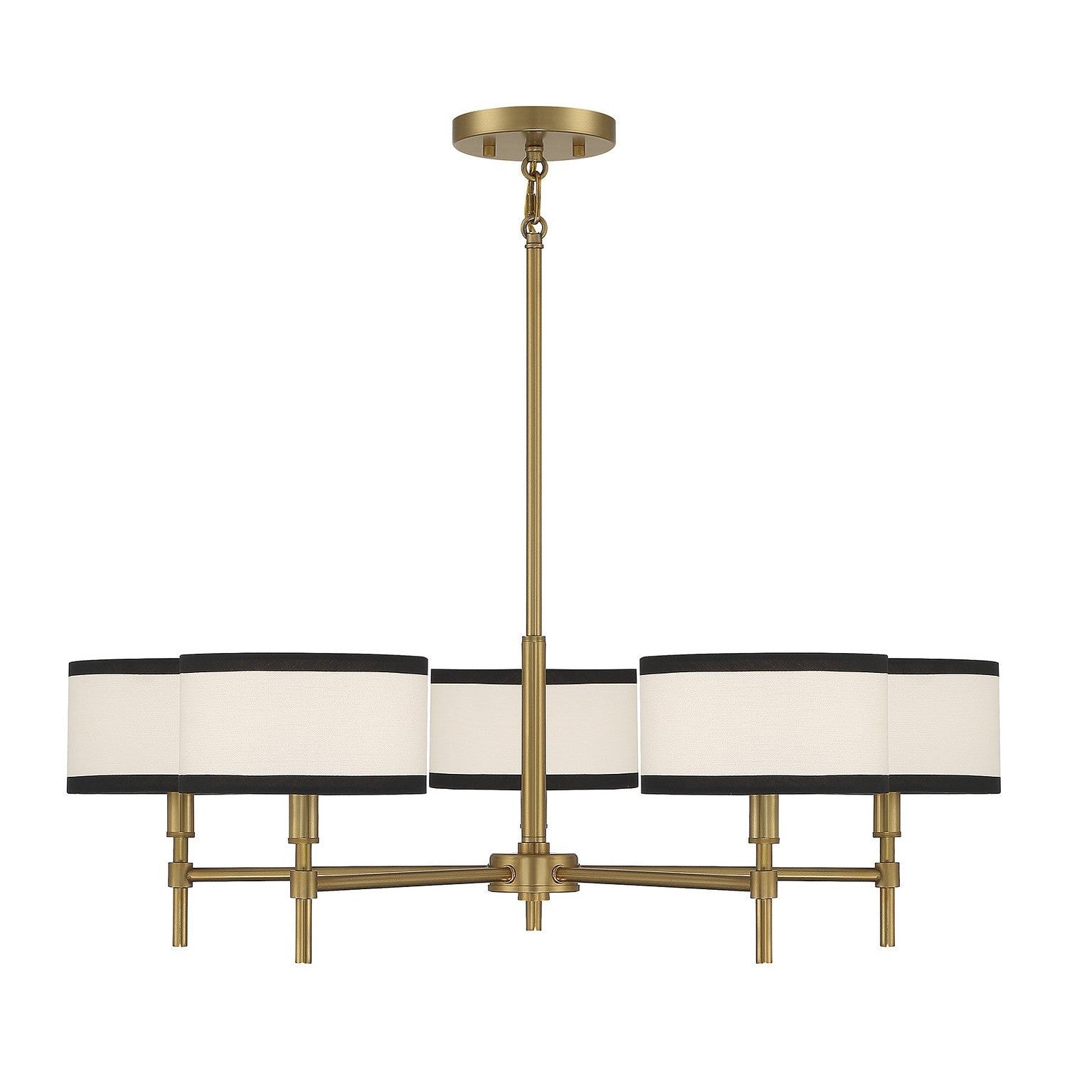 Meridian - M10011NB - Five Light Chandelier - Natural Brass