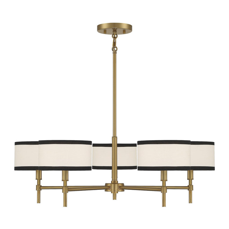 Meridian - M10011NB - Five Light Chandelier - Natural Brass