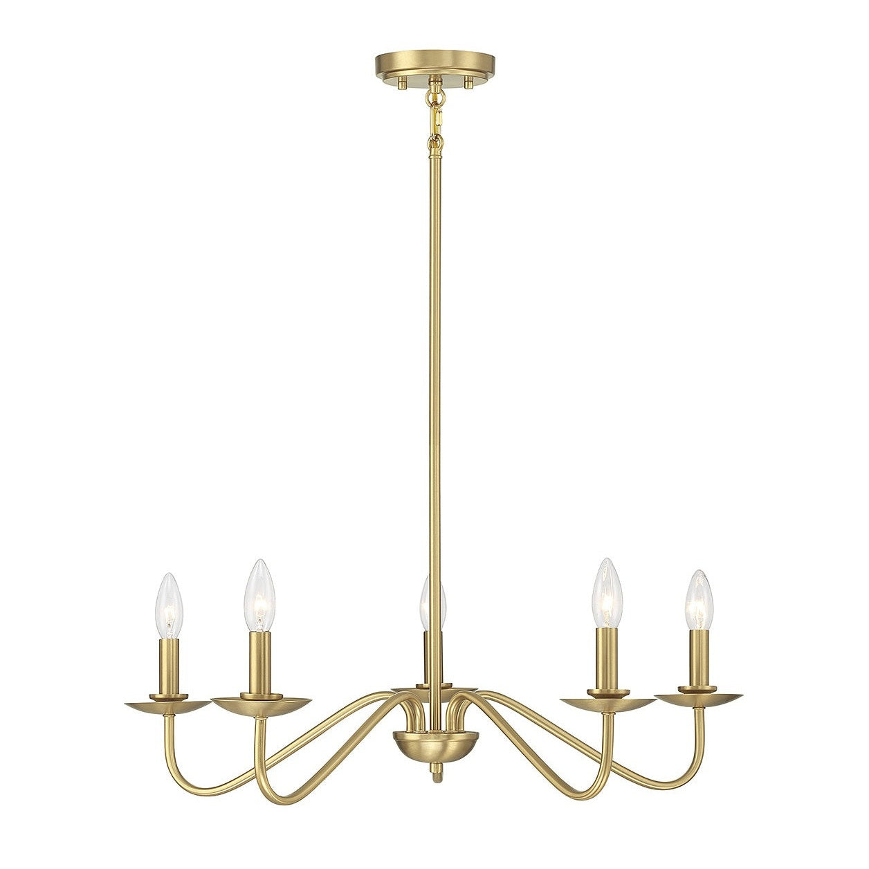 Meridian - M100120NB - Five Light Chandelier - Natural Brass