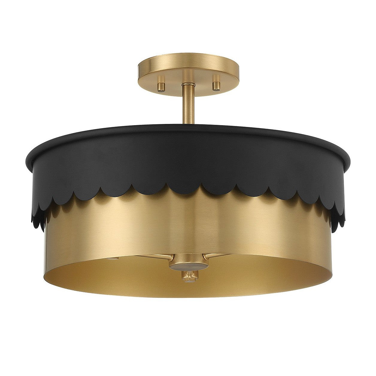 Meridian - M60072MBKNB - Three Light Semi-Flush Mount - Matte Black and Natural Brass