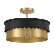 Meridian - M60072MBKNB - Three Light Semi-Flush Mount - Matte Black and Natural Brass