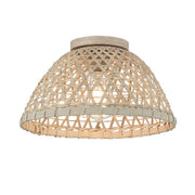 Meridian - M60073NR - One Light Flush Mount - Matte Black and Natural Rattan