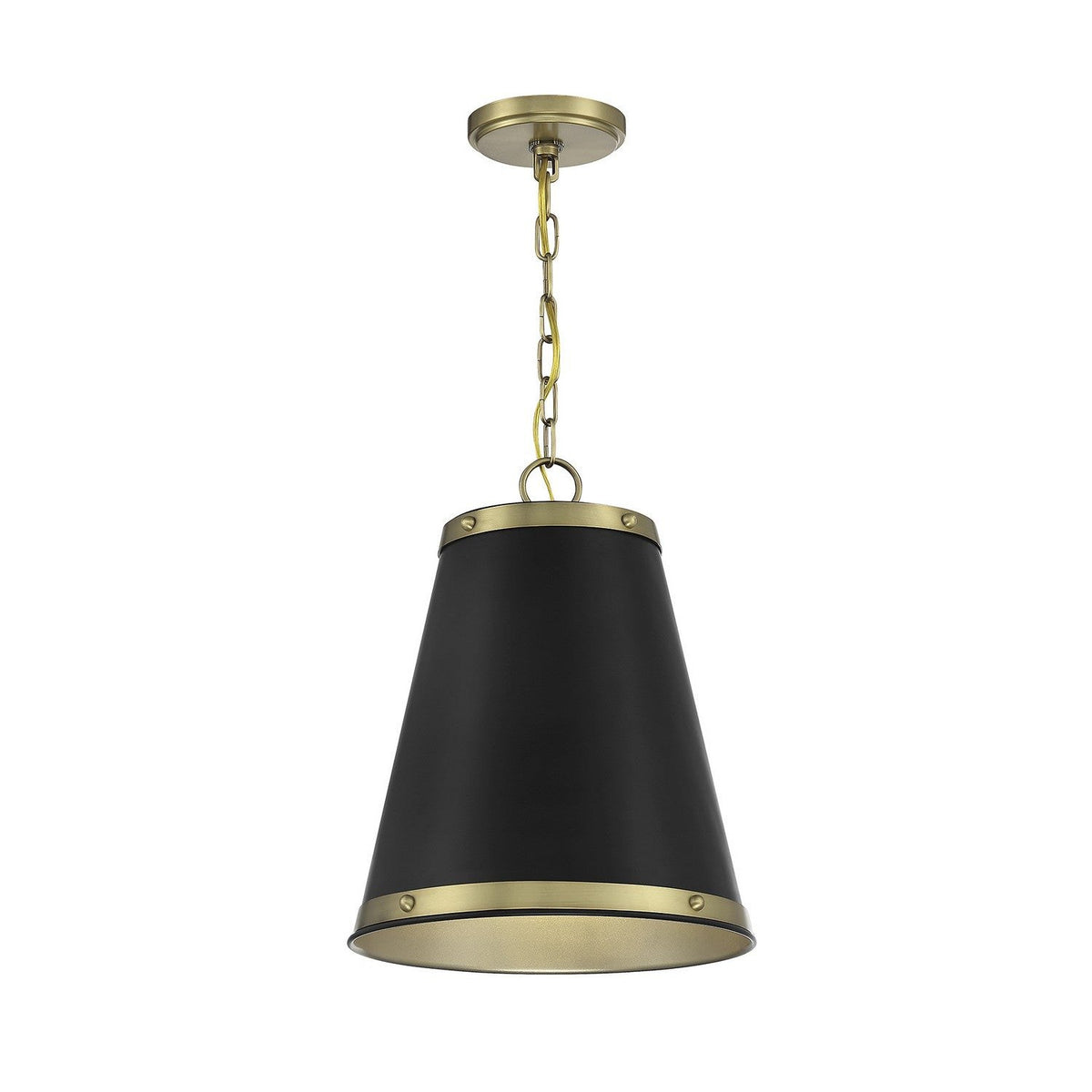 Meridian - M7014MBKNB - One Light Pendant - Matte Black with Natural Brass