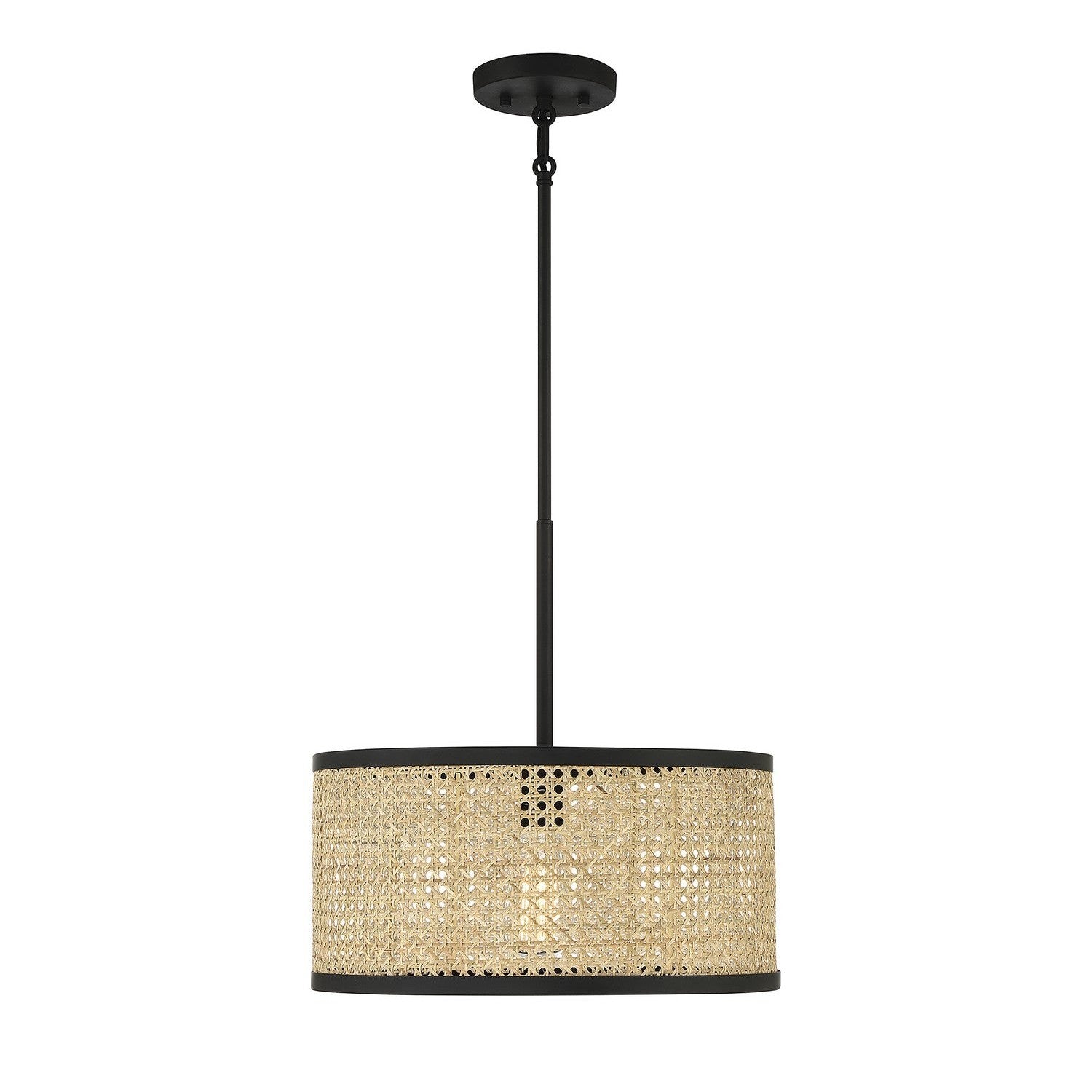 Meridian - M7018MBK - One Light Pendant - Natural Cane with Matte Black