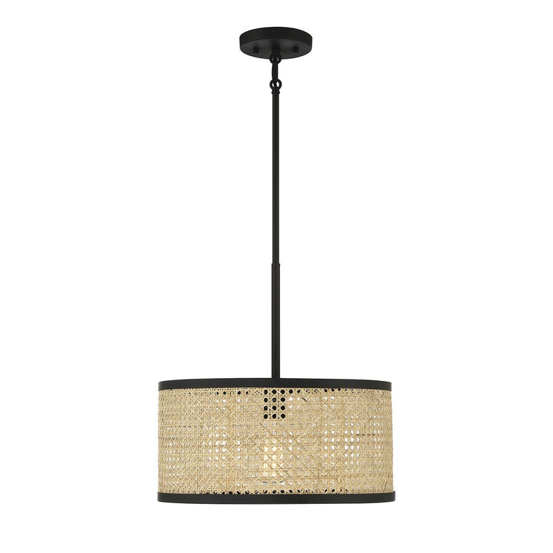 Meridian - M7018MBK - One Light Pendant - Natural Cane with Matte Black