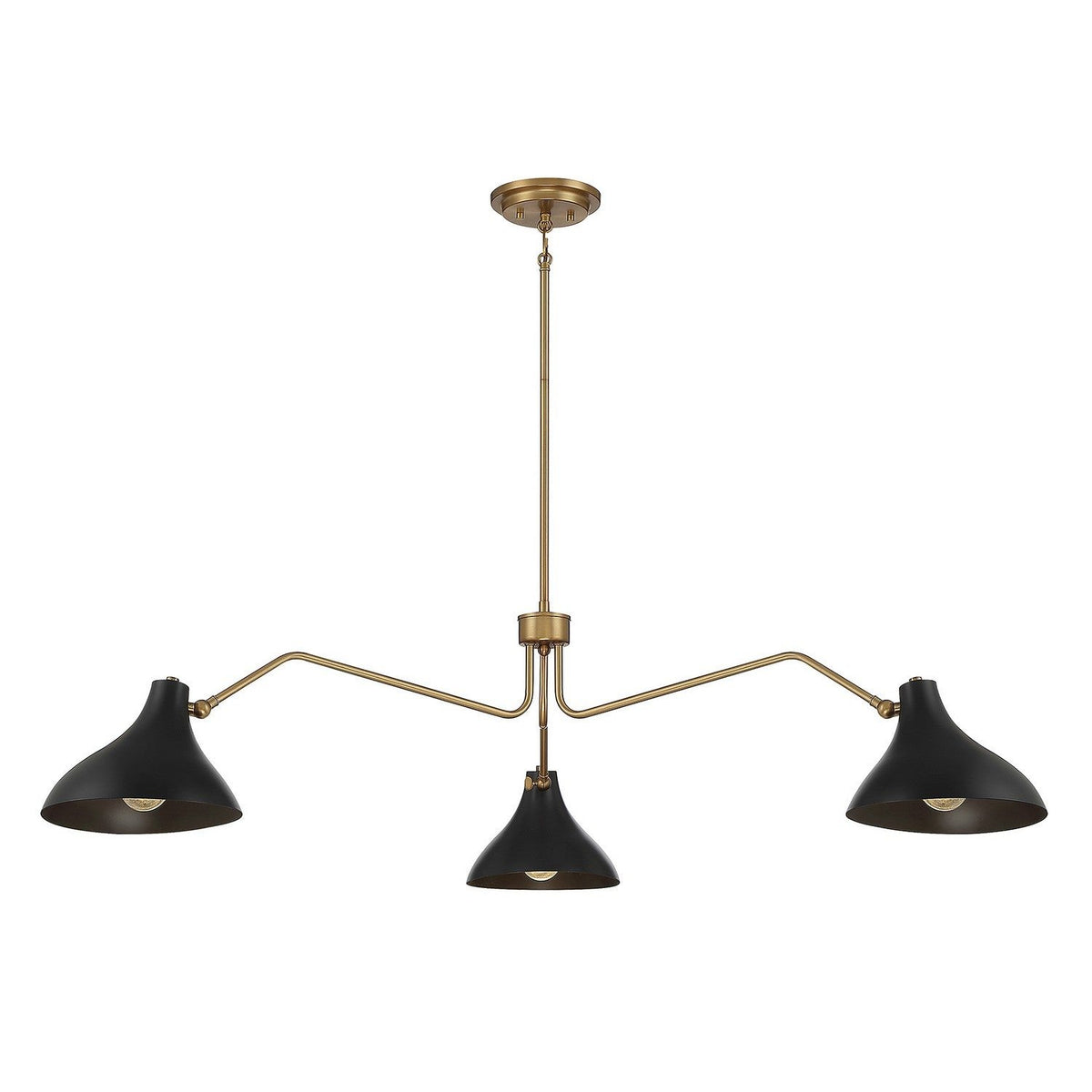 Meridian - M7019MBKNB - Three Light Pendant - Matte Black with Natural Brass