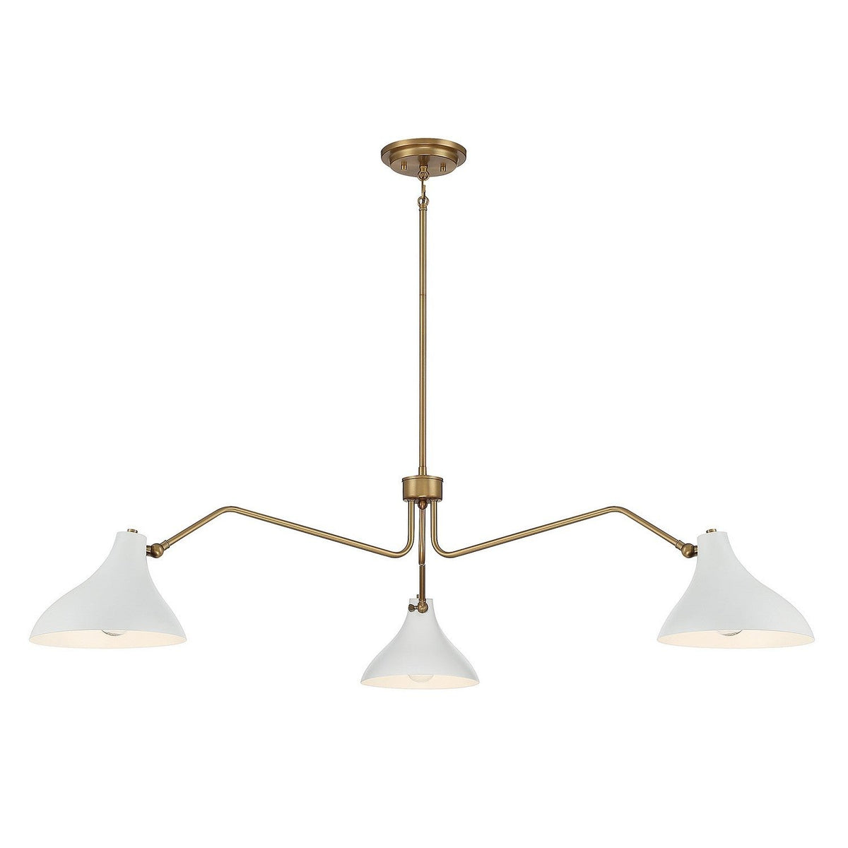 Meridian - M7019WHNB - Three Light Pendant - White with Natural Brass