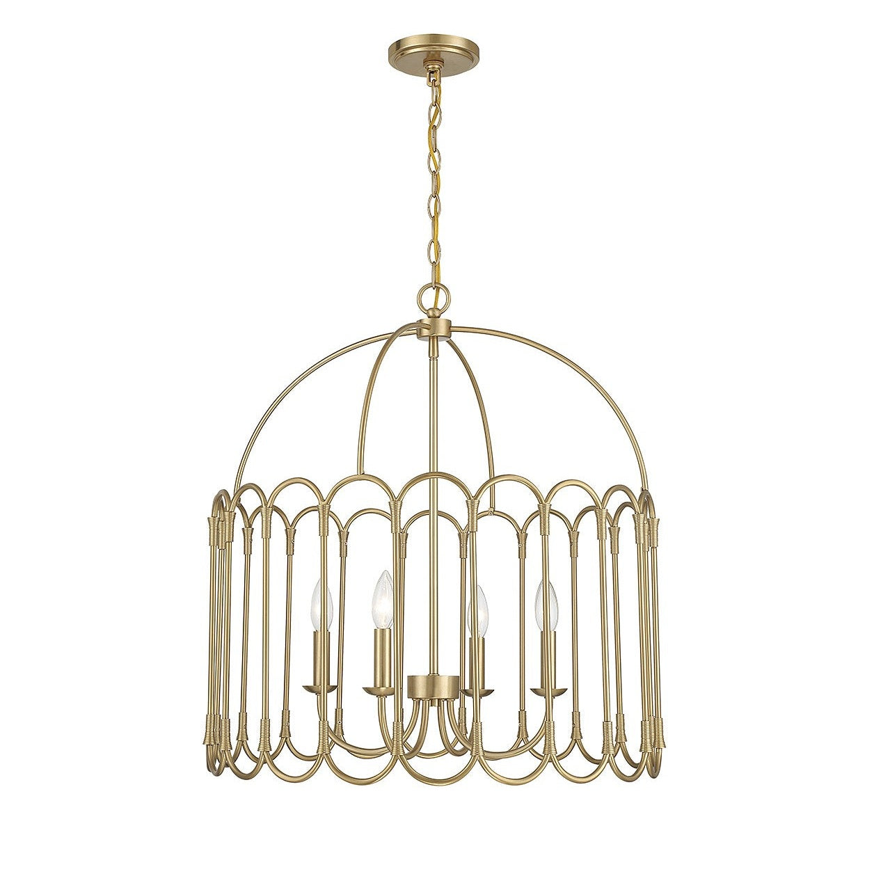 Meridian - M7029NB - Four Light Pendant - Natural Brass