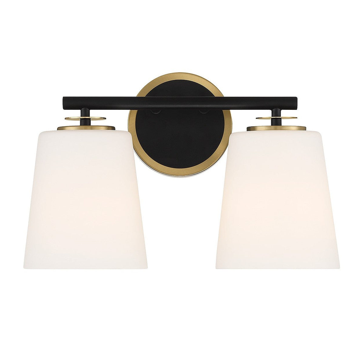 Meridian - M80077MBKNB - Two Light Bathroom Vanity - Matte Black and Natural Brass