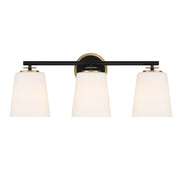 Meridian - M80078MBKNB - Three Light Bathroom Vanity - Matte Black and Natural Brass